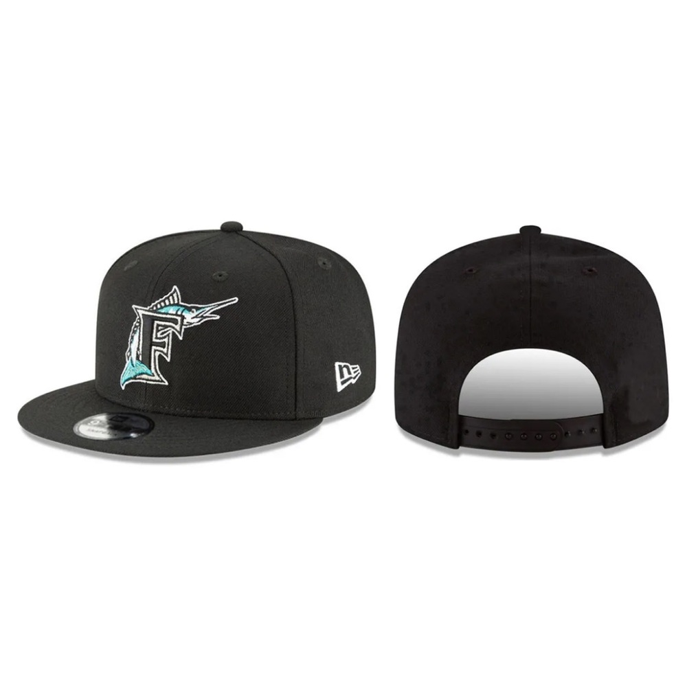 NEW ERA - MLB Baseball Hat - Florida Marlins 9FIFTY Snapback Cap - Black